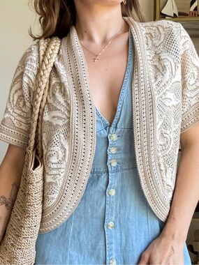 Y2K Beige Knit Cardigan
